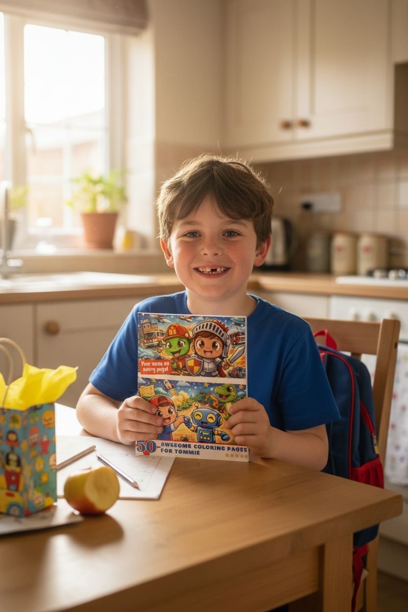 Tommie coloring book in use