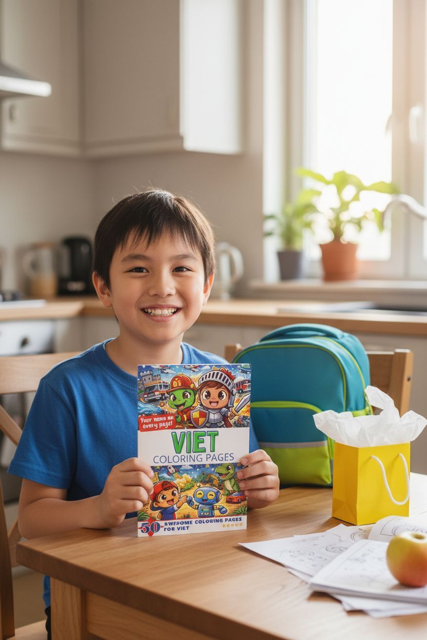 Viet coloring book in use