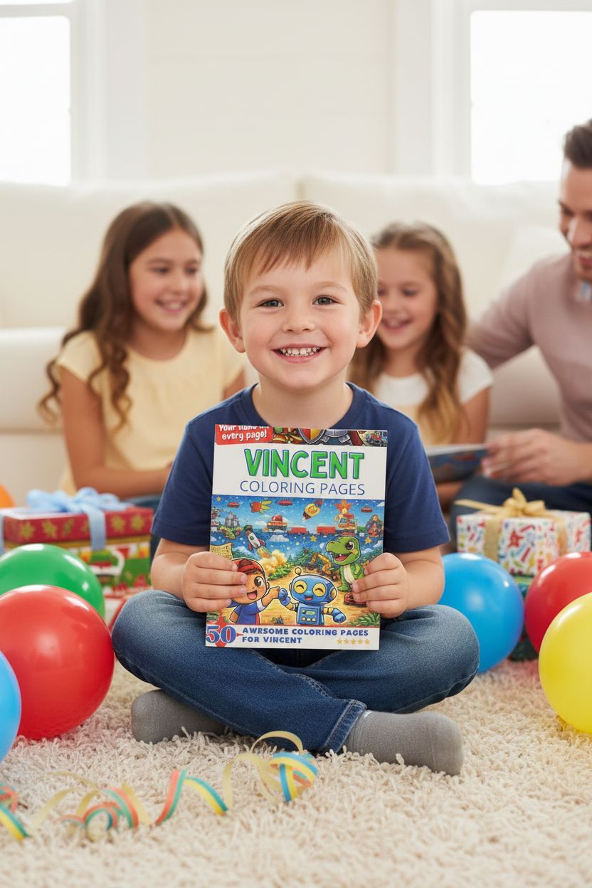 Vincent coloring book in use
