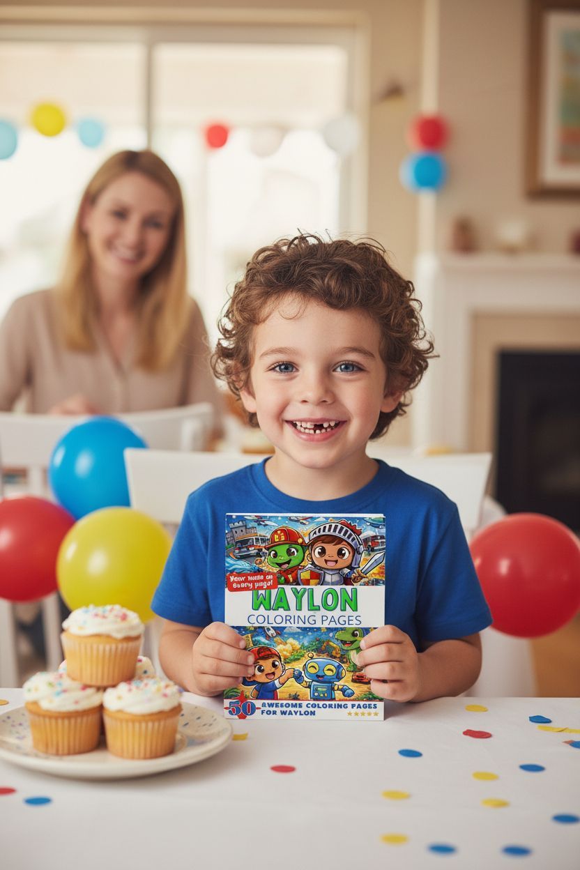 Waylon coloring book in use