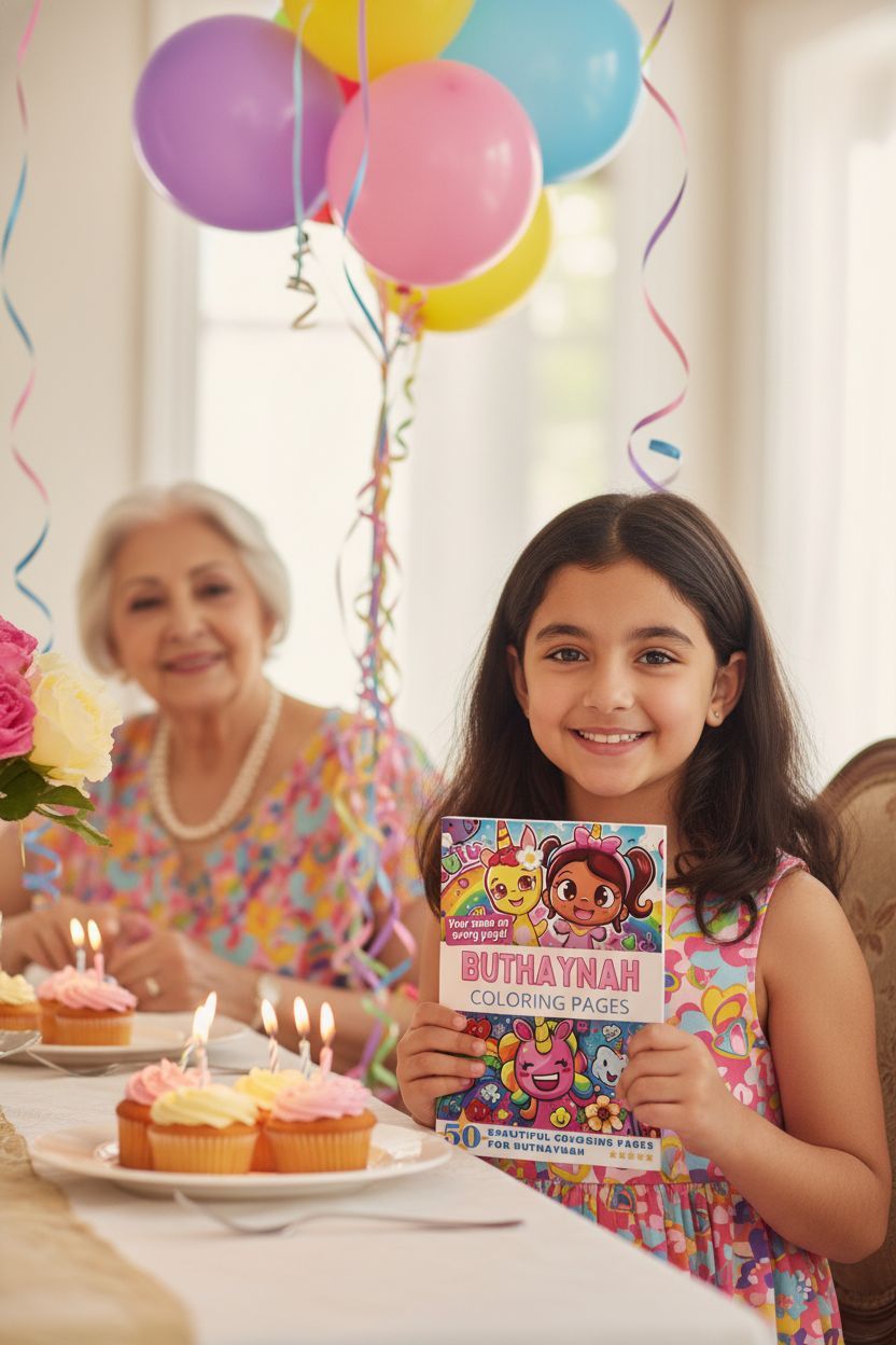 Buthaynah coloring book in use