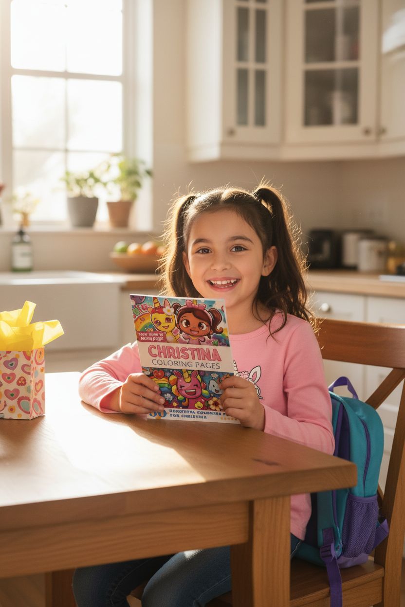 Christina coloring book in use