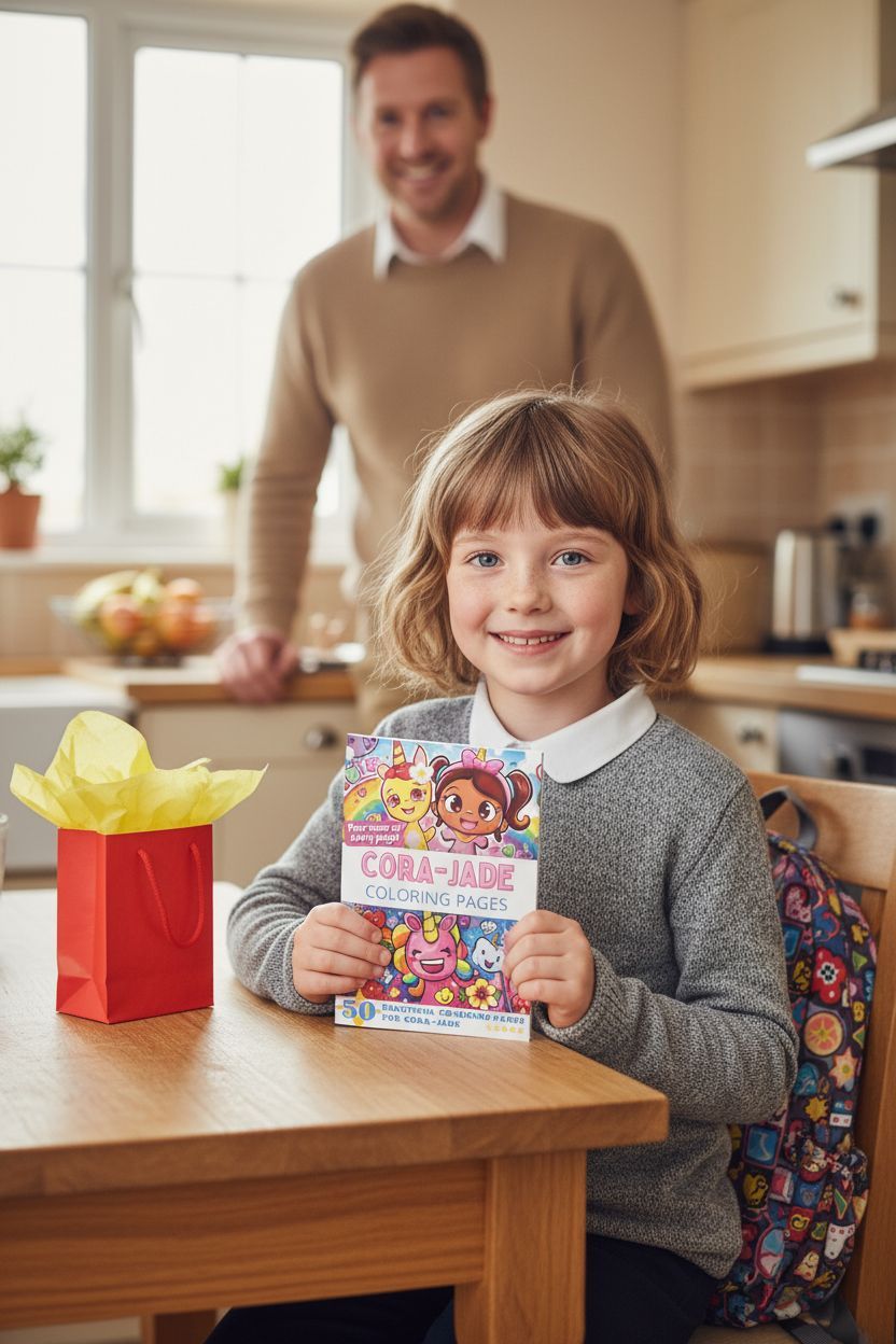 Cora-Jade coloring book in use