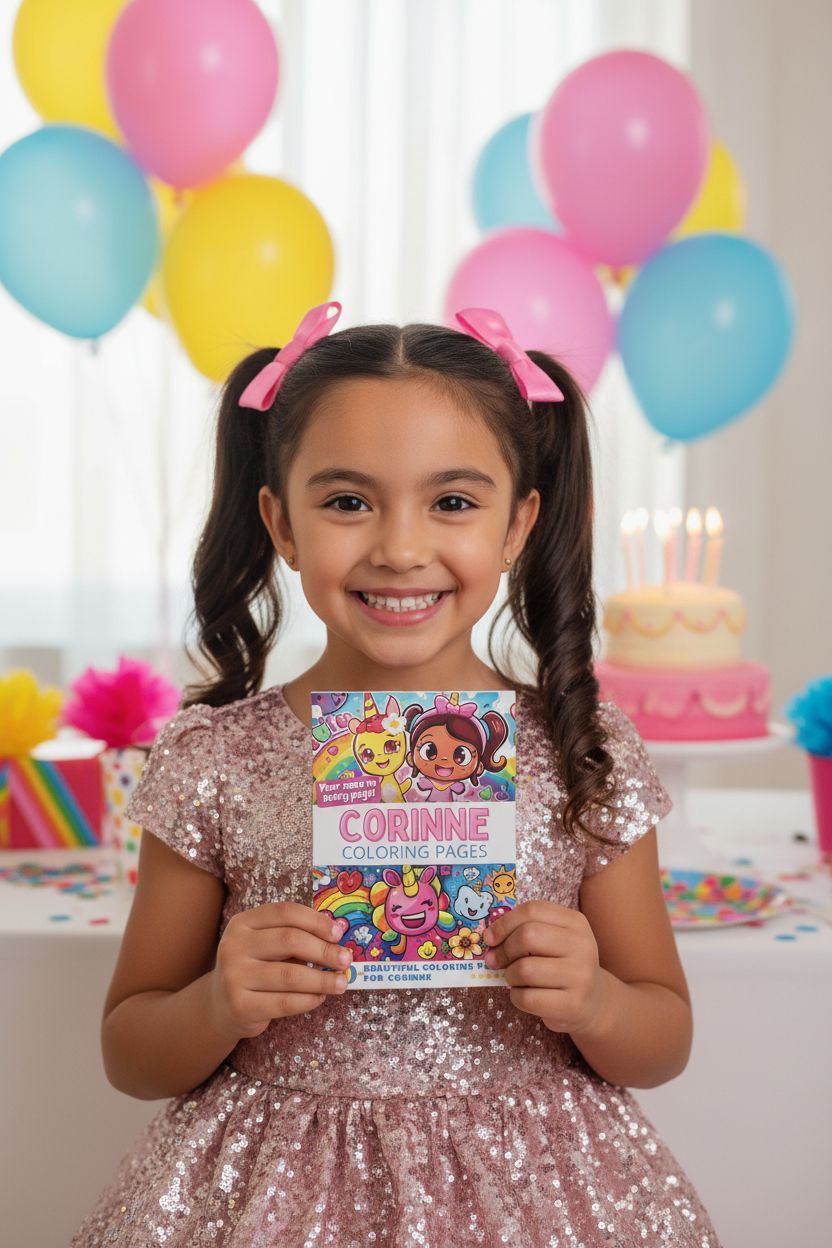 Corinne coloring book in use