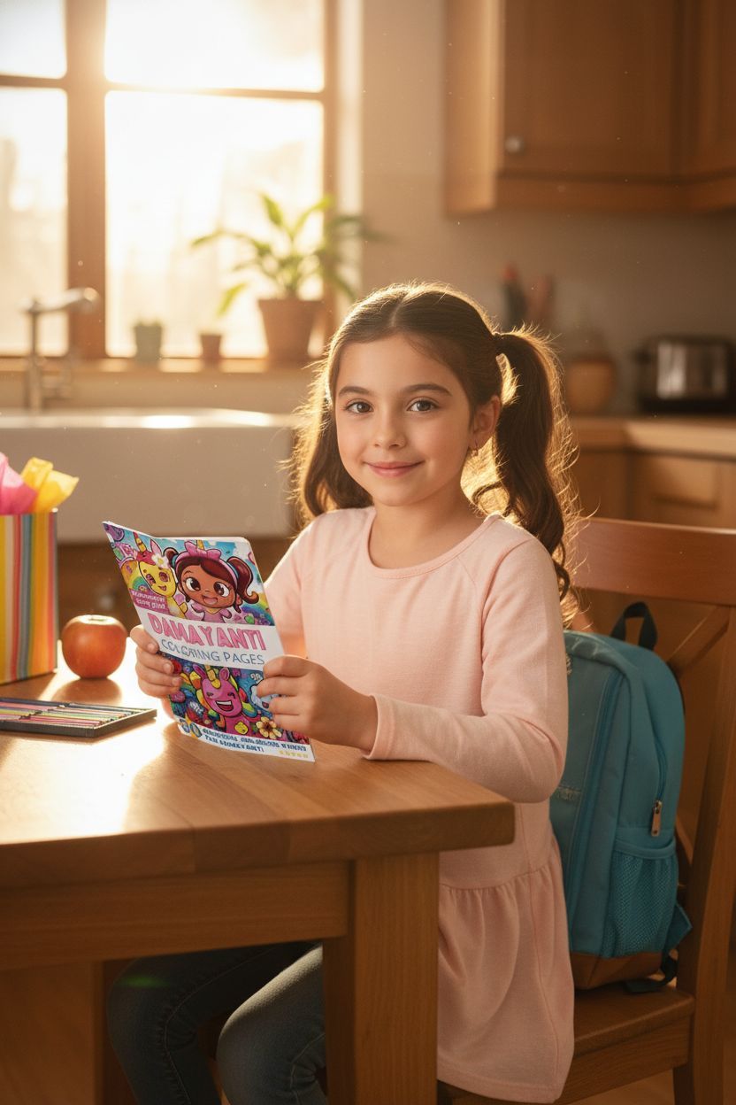 Damayanti coloring book in use