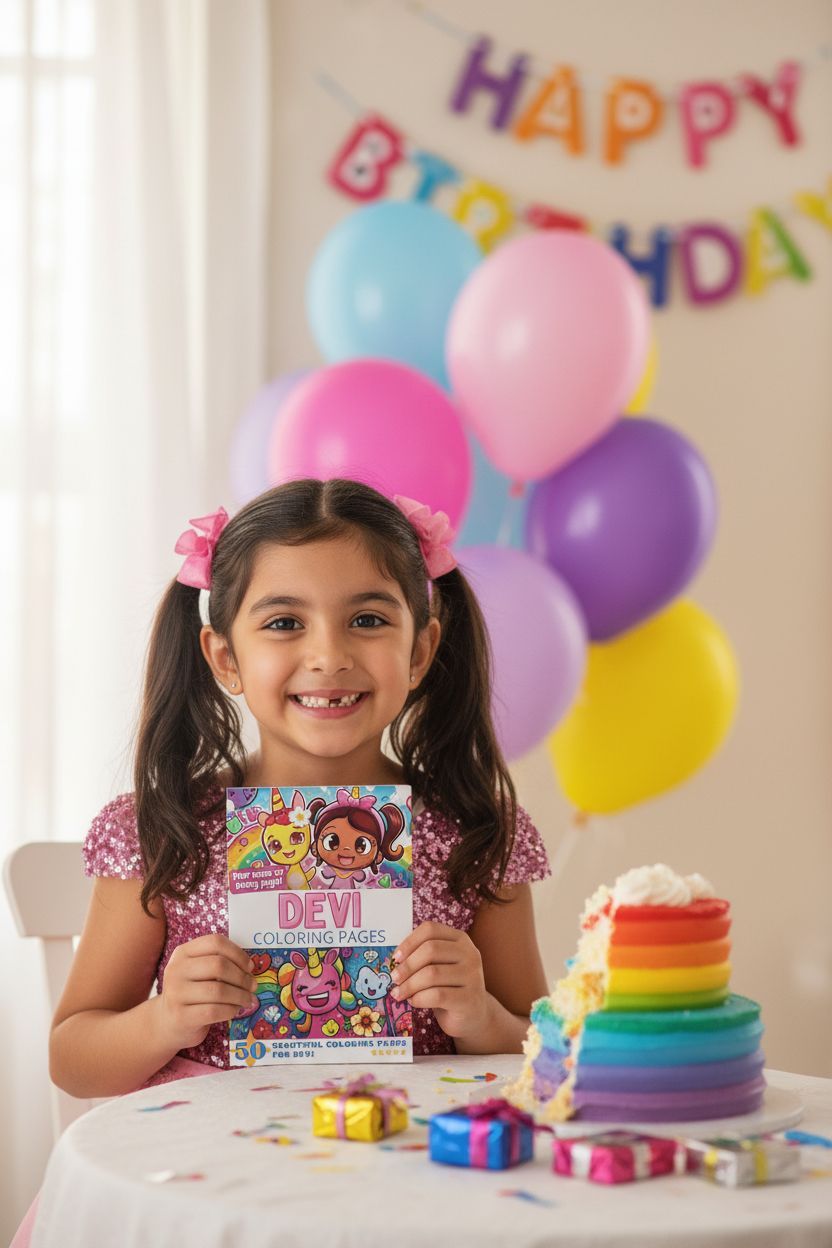 Devi coloring book in use