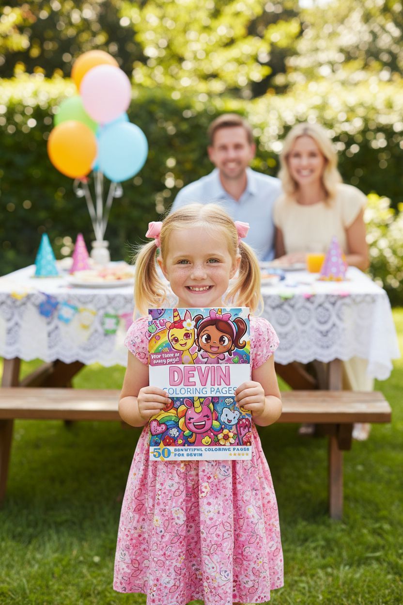 Devin coloring book in use
