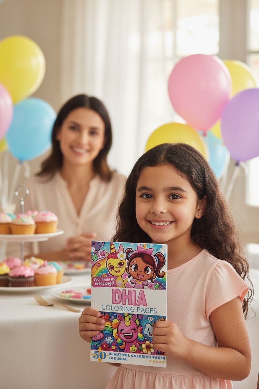 Dhia coloring book in use