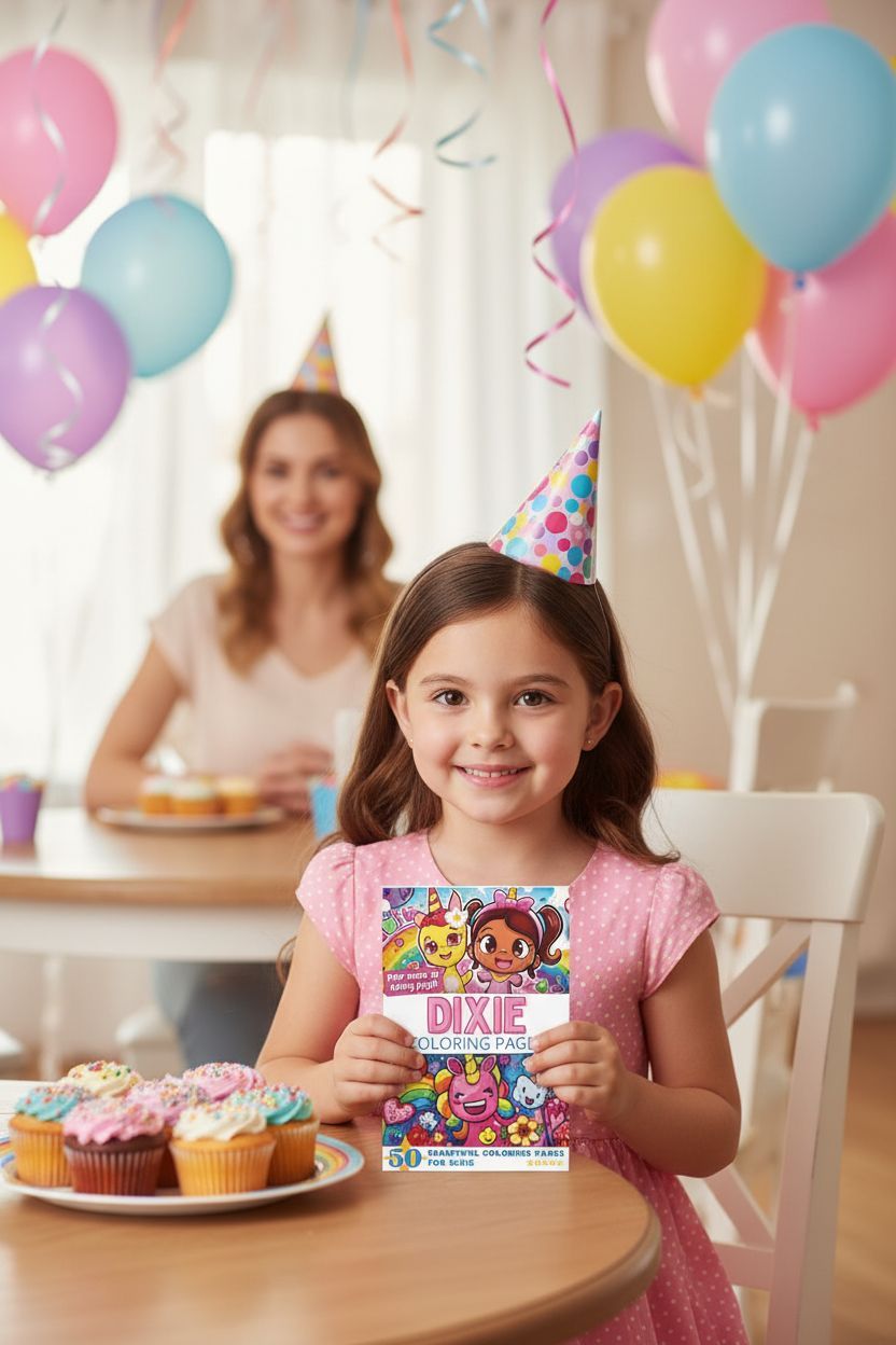 Dixie coloring book in use