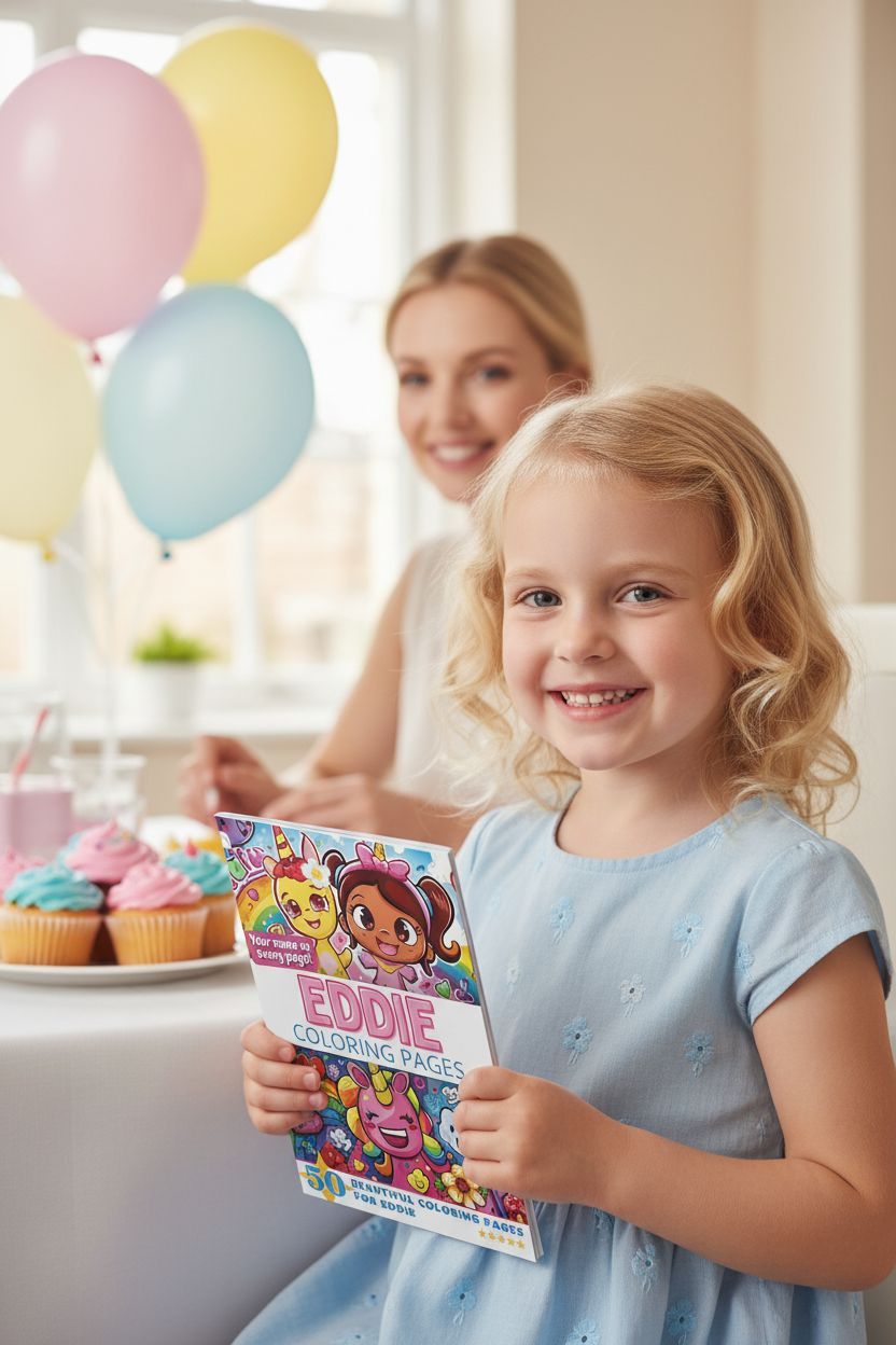 Eddie coloring book in use