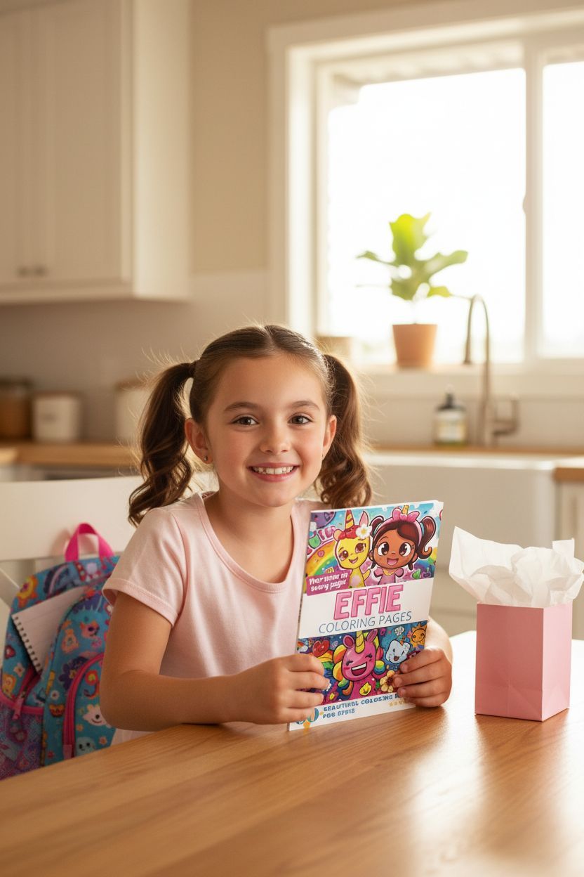 Effie coloring book in use