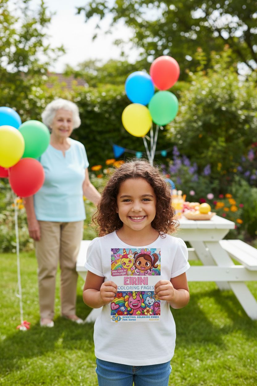 Eirini coloring book in use