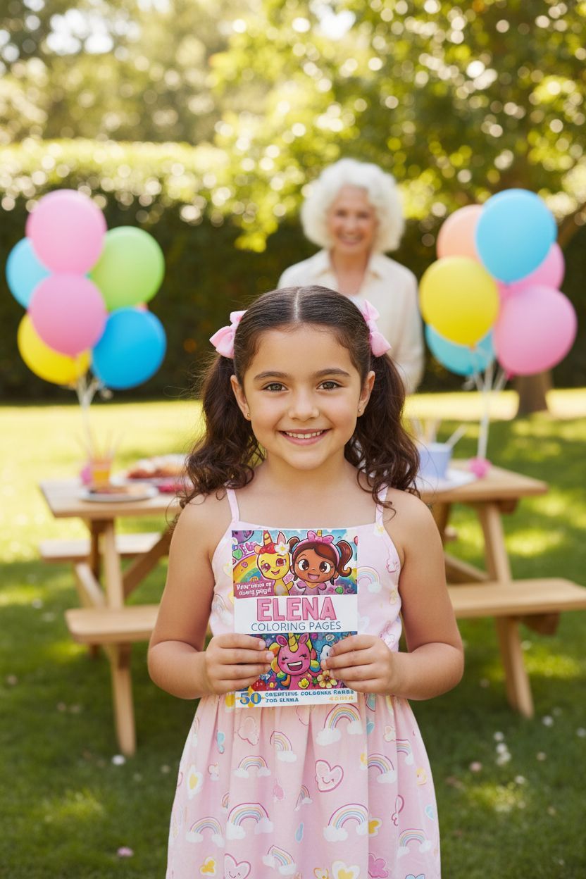 Elena coloring book in use