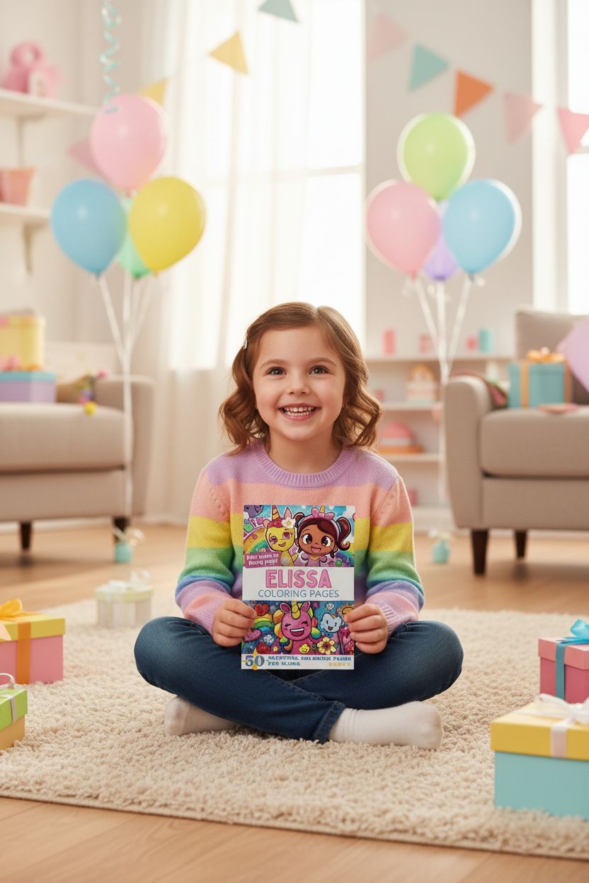 Elissa coloring book in use