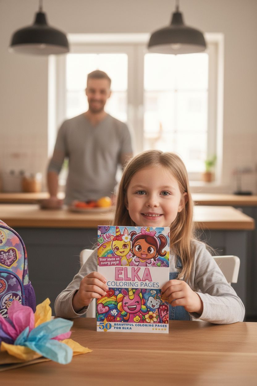 Elka coloring book in use
