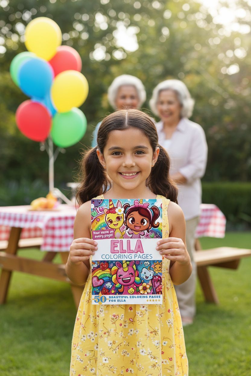 Ella coloring book in use
