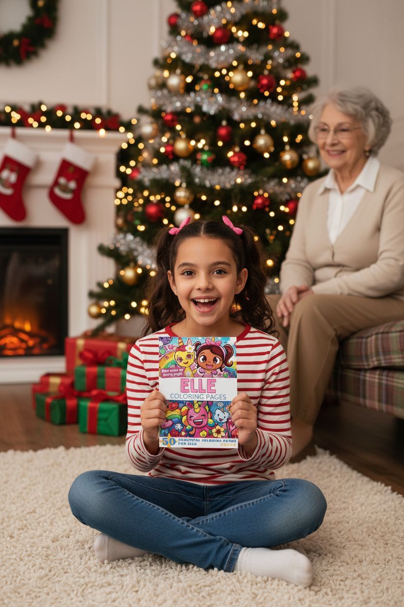 Elle Christmas coloring pages gift