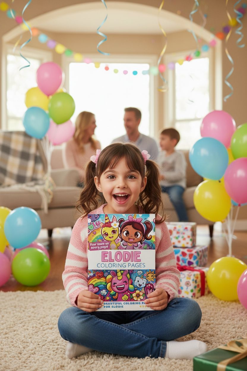 Elodie coloring book in use