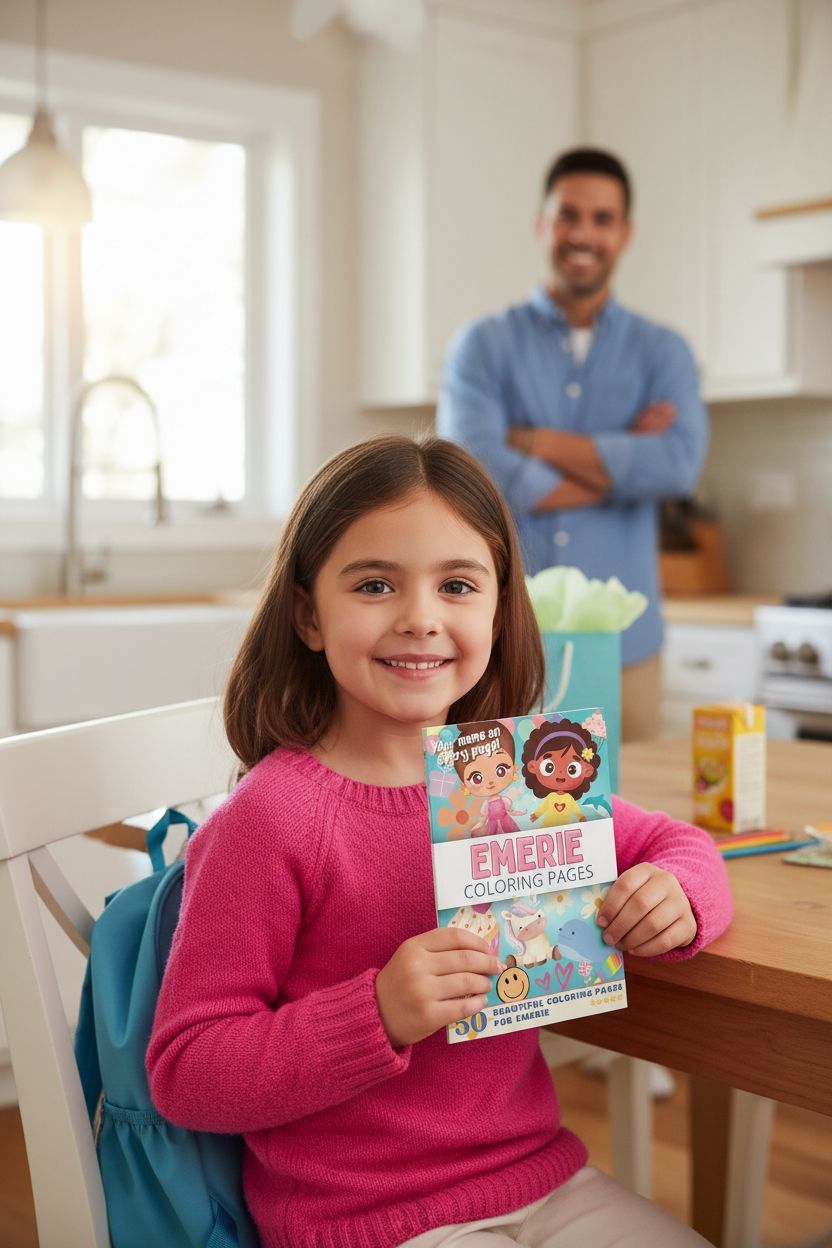 Emerie coloring book in use