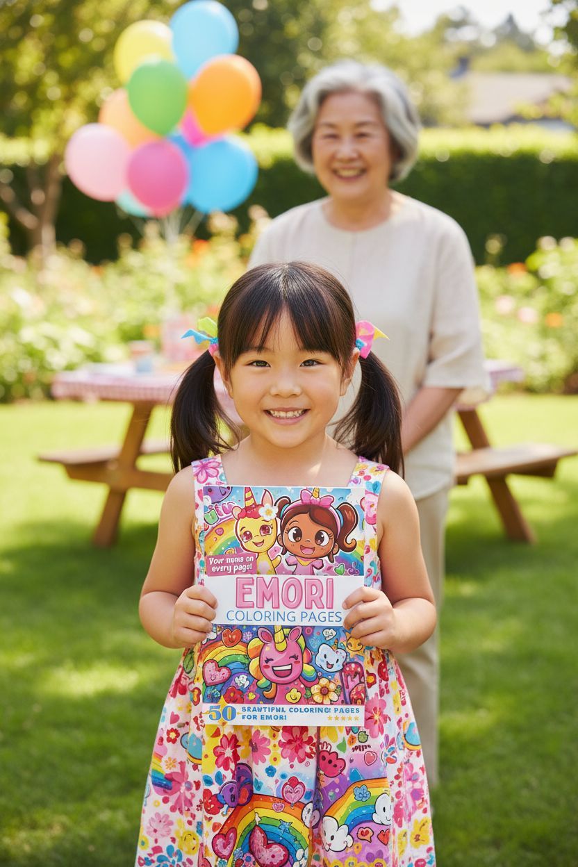 Emori coloring book in use