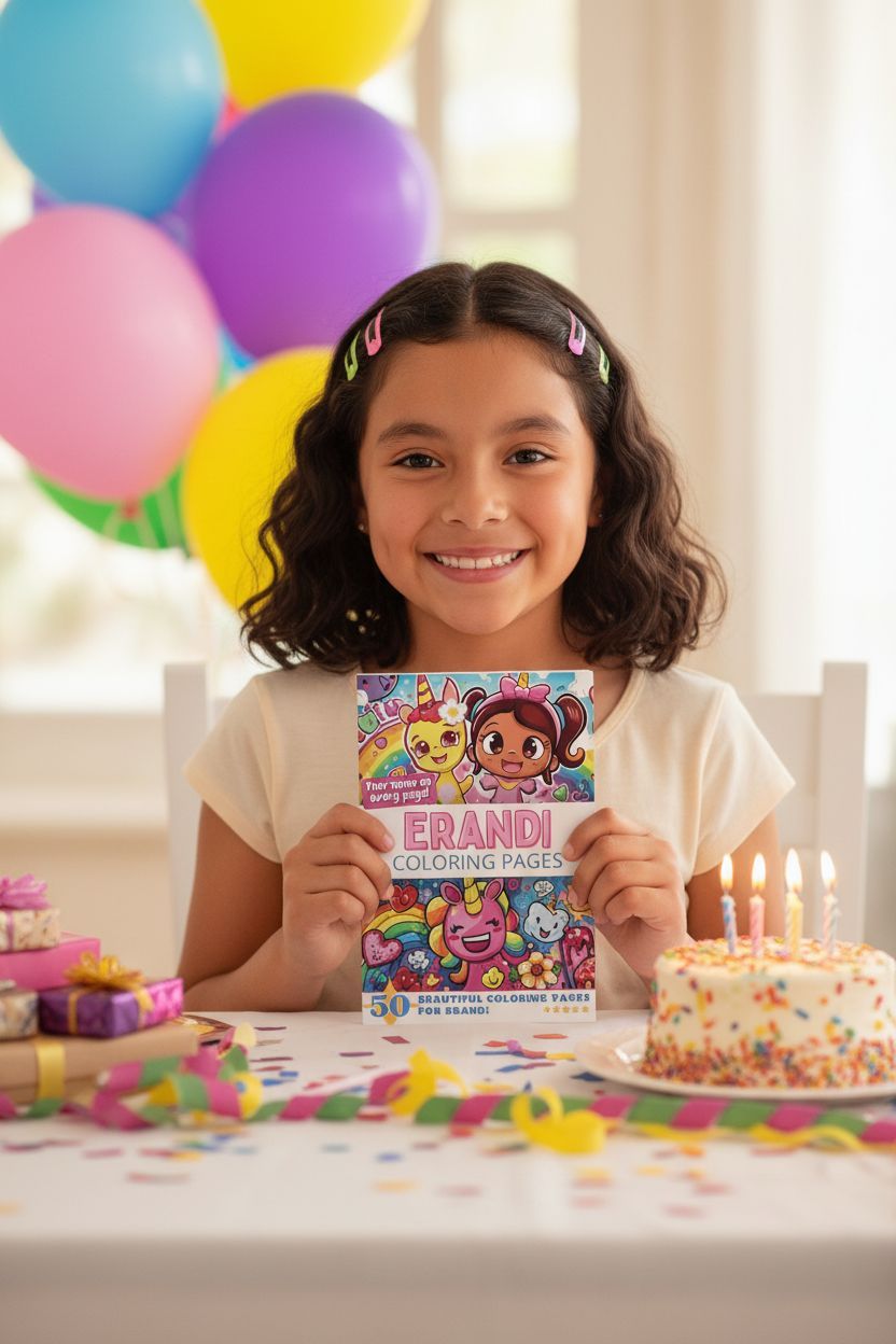 Erandi coloring book in use