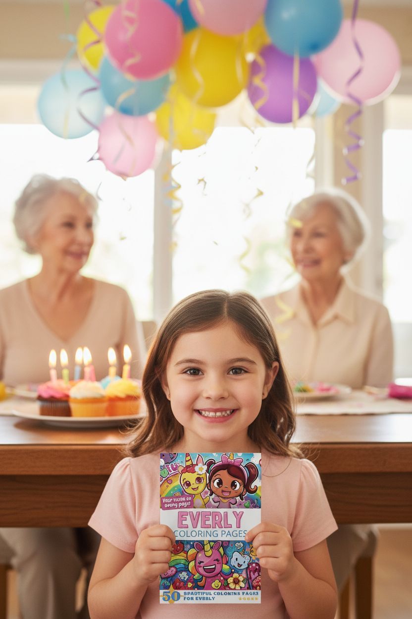 Everly coloring book in use