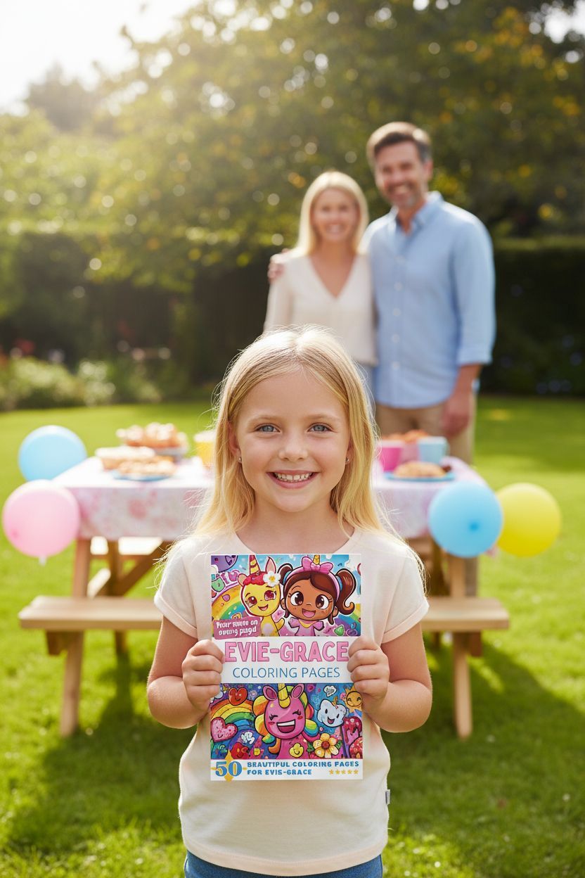 Evie-Grace coloring book in use