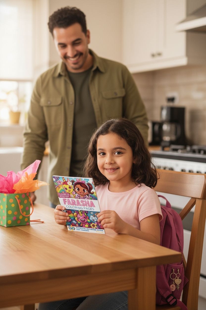 Farasha coloring book in use