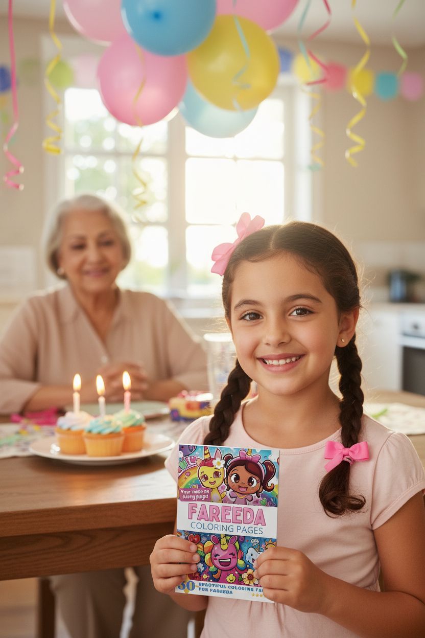 Fareeda coloring book in use