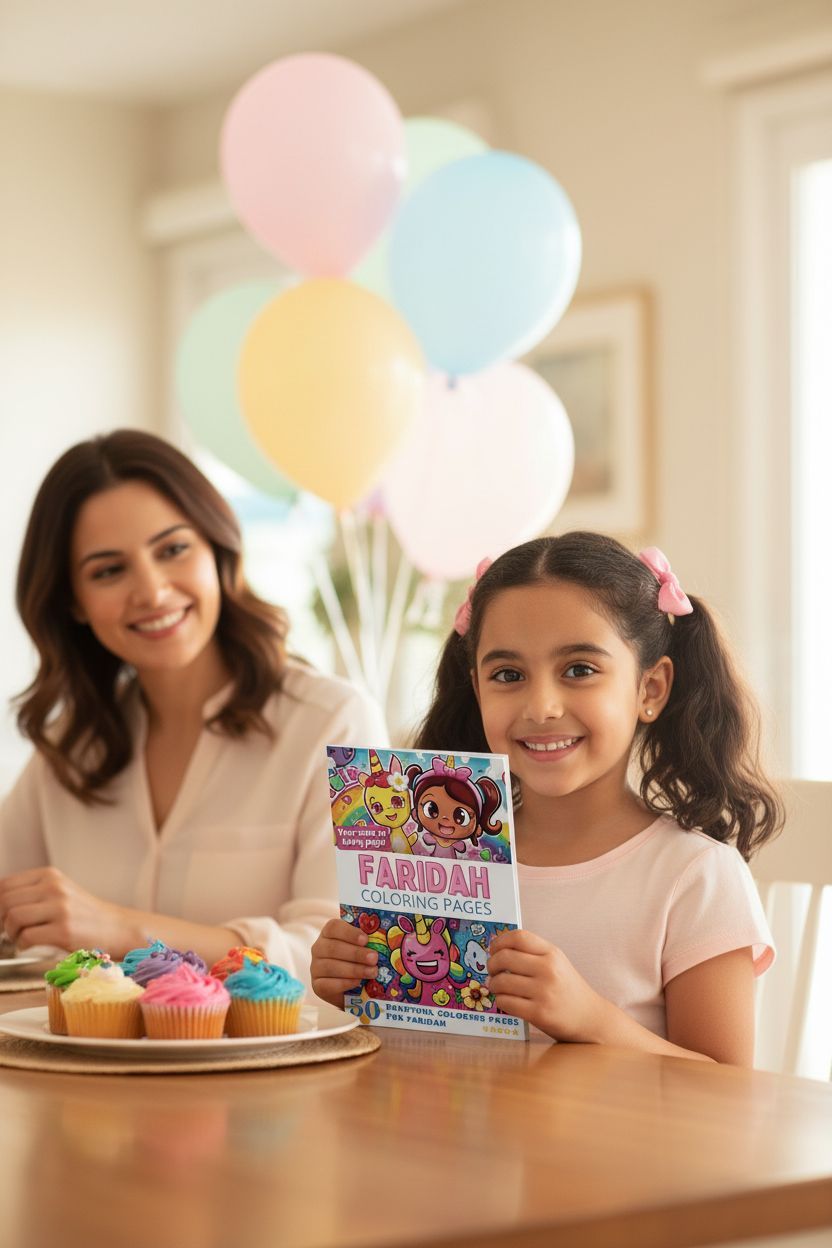 Faridah coloring book in use