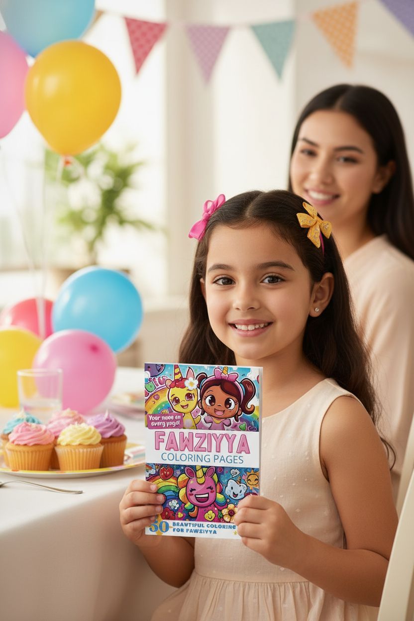 Fawziyya coloring book in use