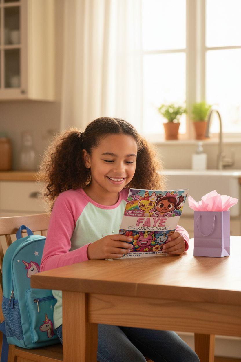 Faye coloring book in use