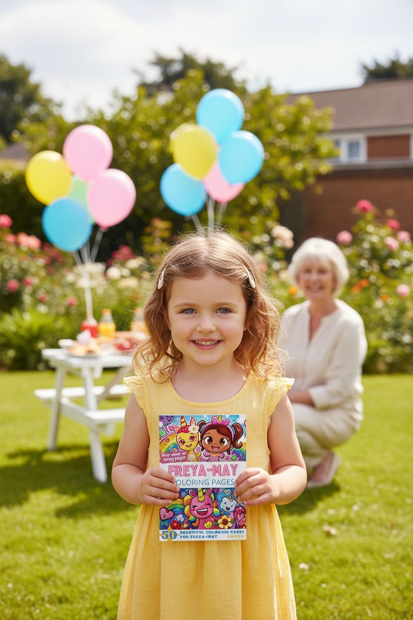 Freya-May coloring book in use