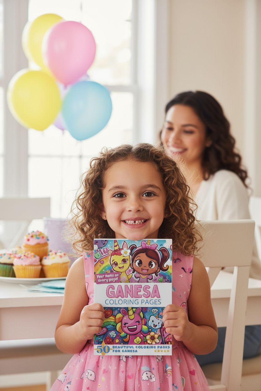 Ganesa coloring book in use