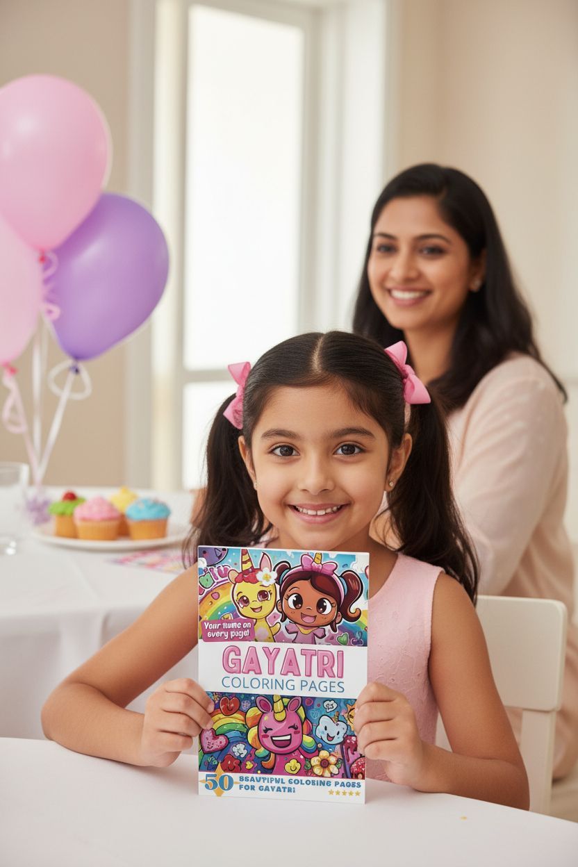 Gayatri coloring book in use