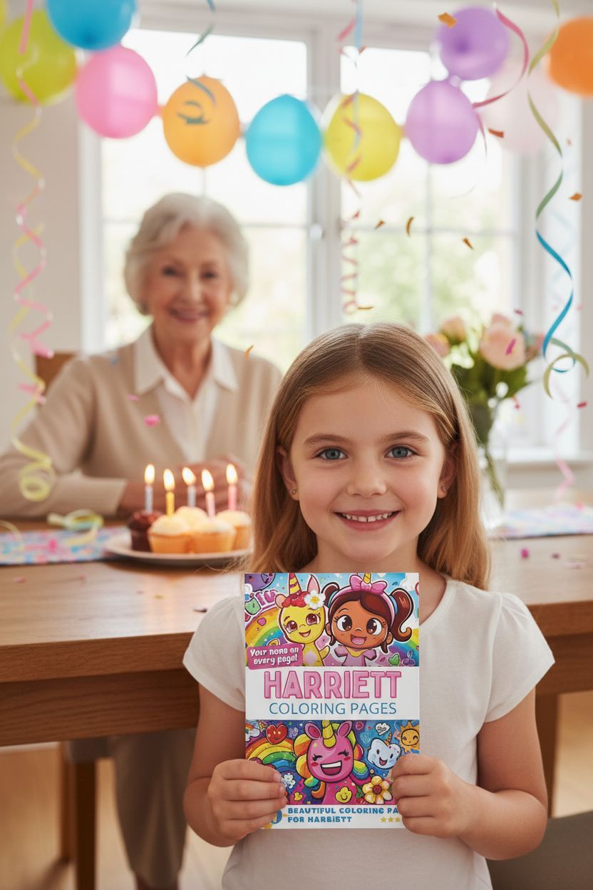 Harriett coloring book in use