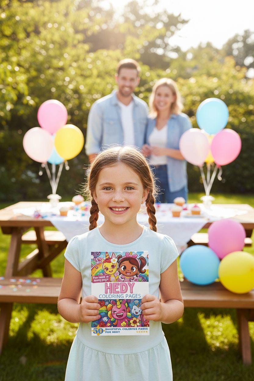 Hedy coloring book in use