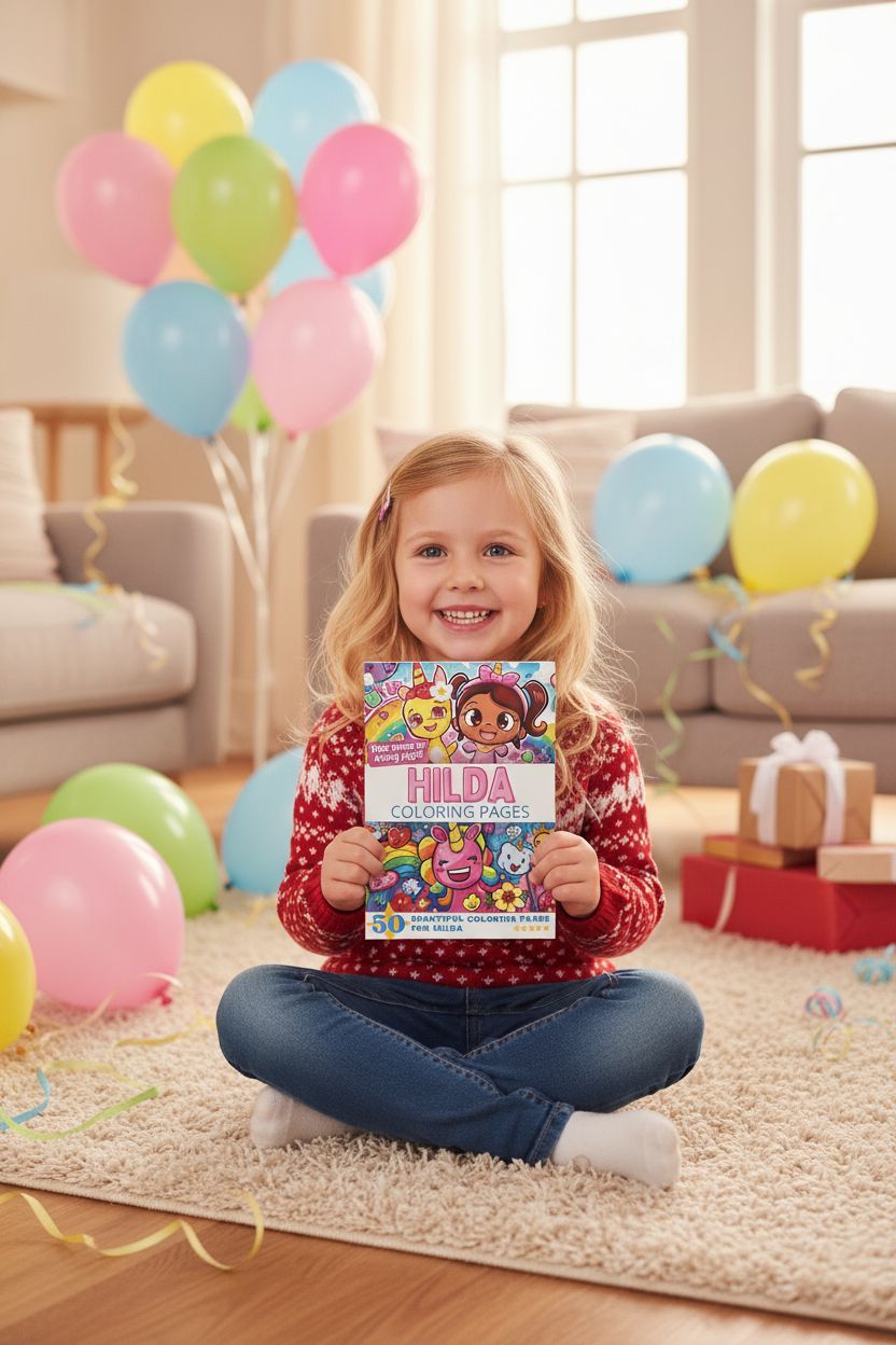 Hilda coloring book in use