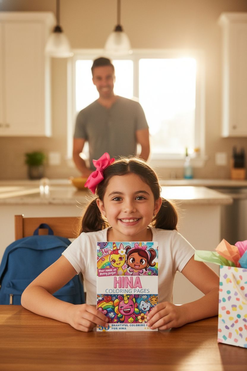 Hina coloring book in use