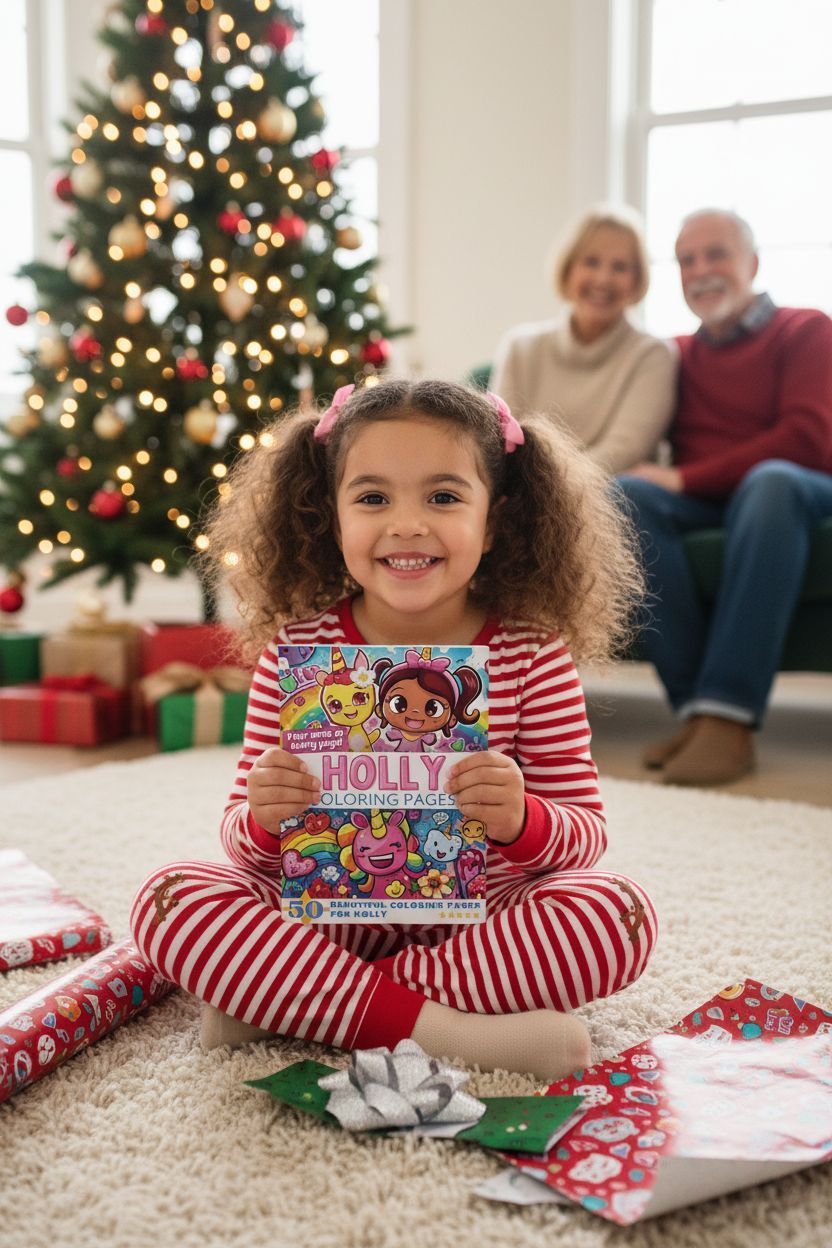 Holly Christmas coloring pages gift