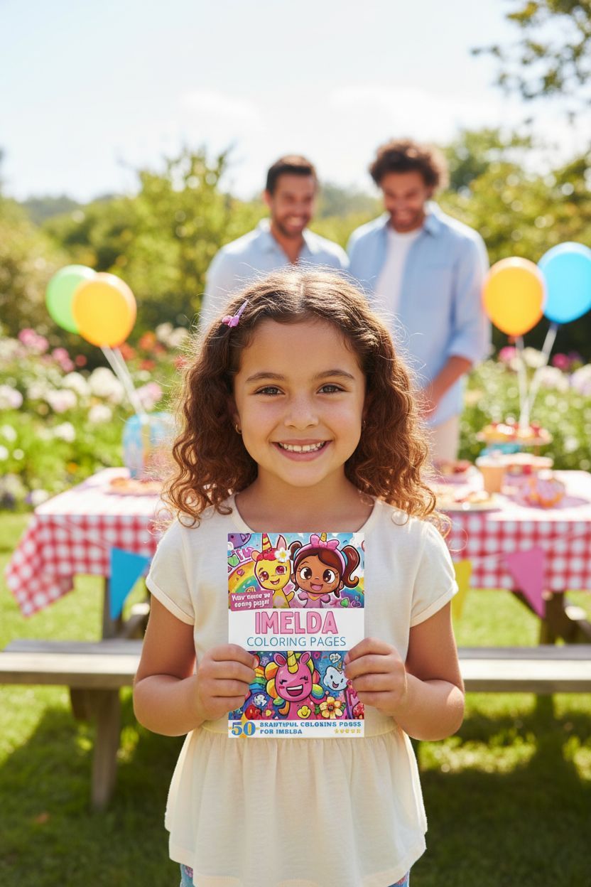 Imelda coloring book in use