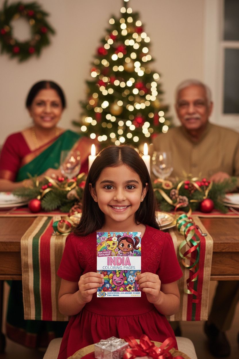 India Christmas coloring pages gift