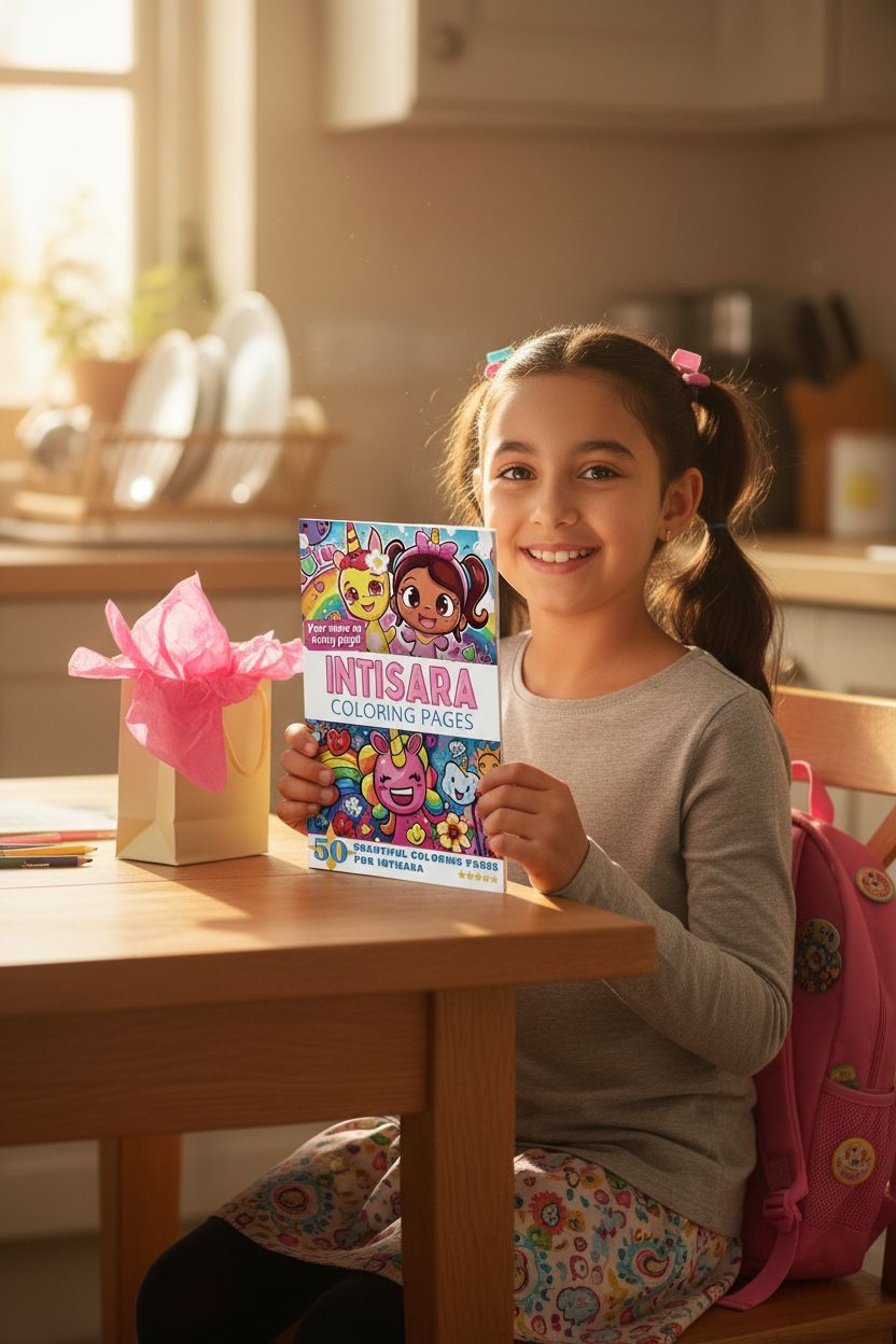 Intisara coloring book in use