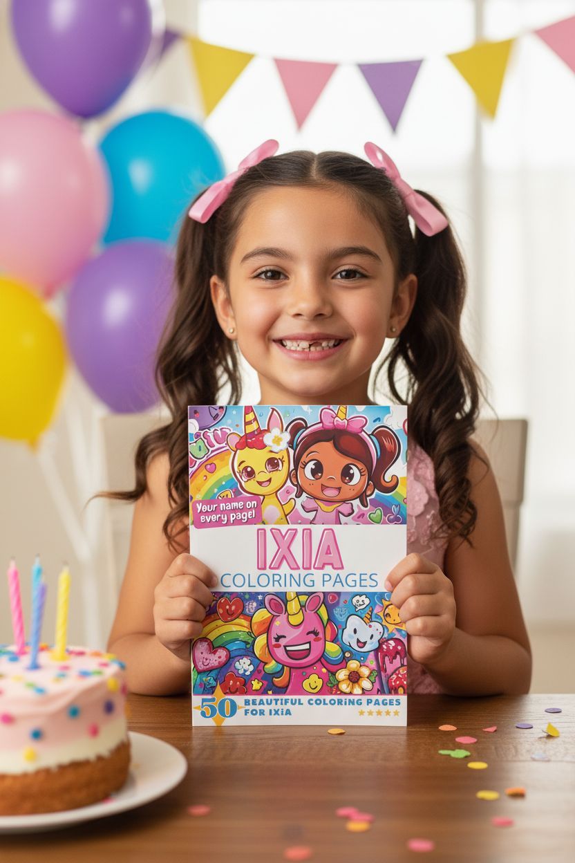 Ixia coloring book in use