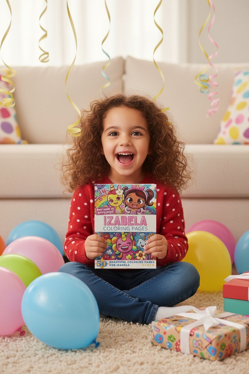 Izabela coloring book in use
