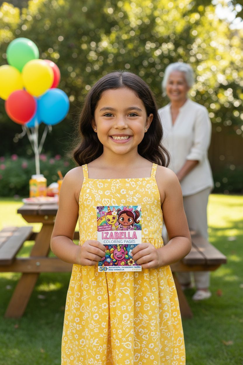 Izabella coloring book in use
