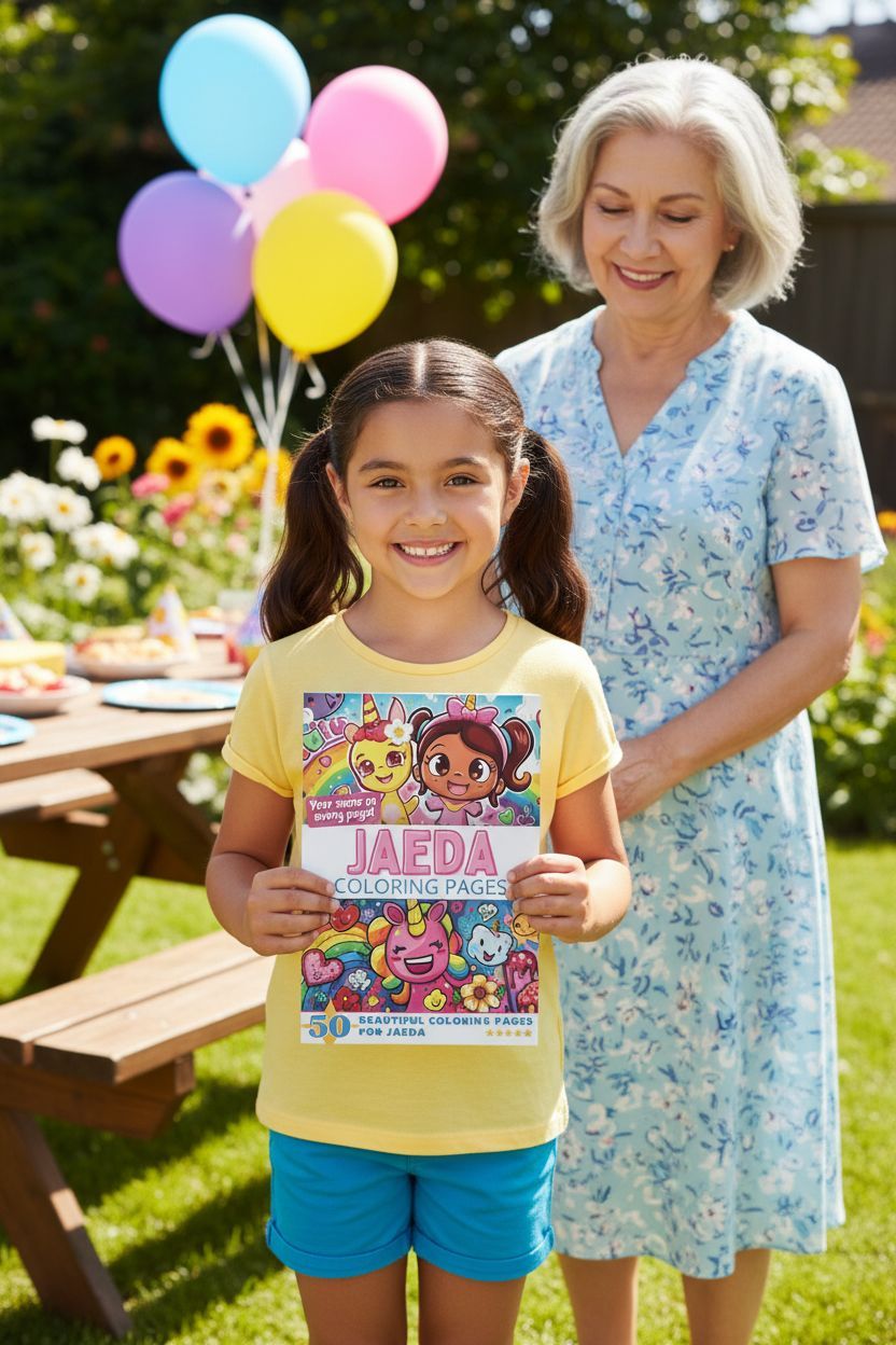 Jaeda coloring book in use