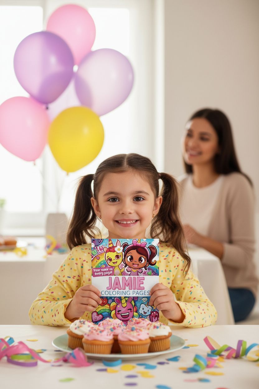 Jamie coloring book in use