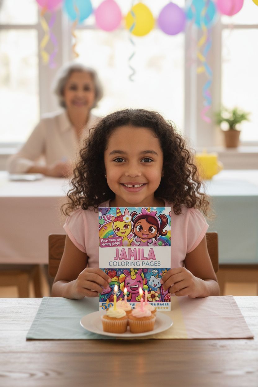 Jamila coloring book in use