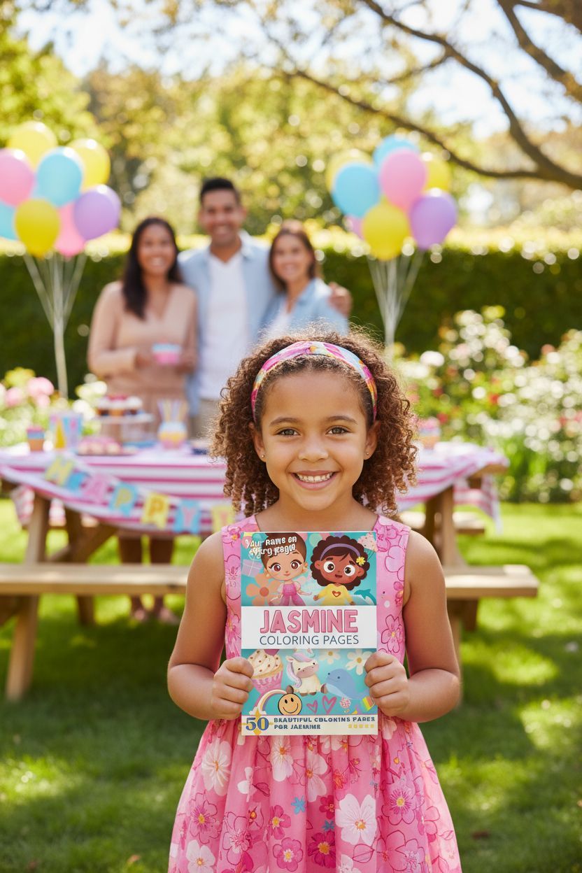 Jasmine coloring book in use